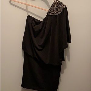 One shoulder black dress (s)